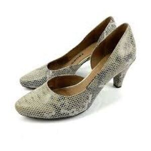 Tsubo Fifee D’Orsay Taupe Leather Snakeskin Slip On Pumps/ high heels Shoes sz 7